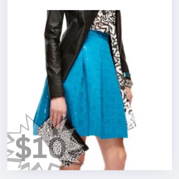 Kirna Zabete for Target Metallic Jacquard Skirt 6 Teal Blue with a Shimmer - Picture 1 of 16